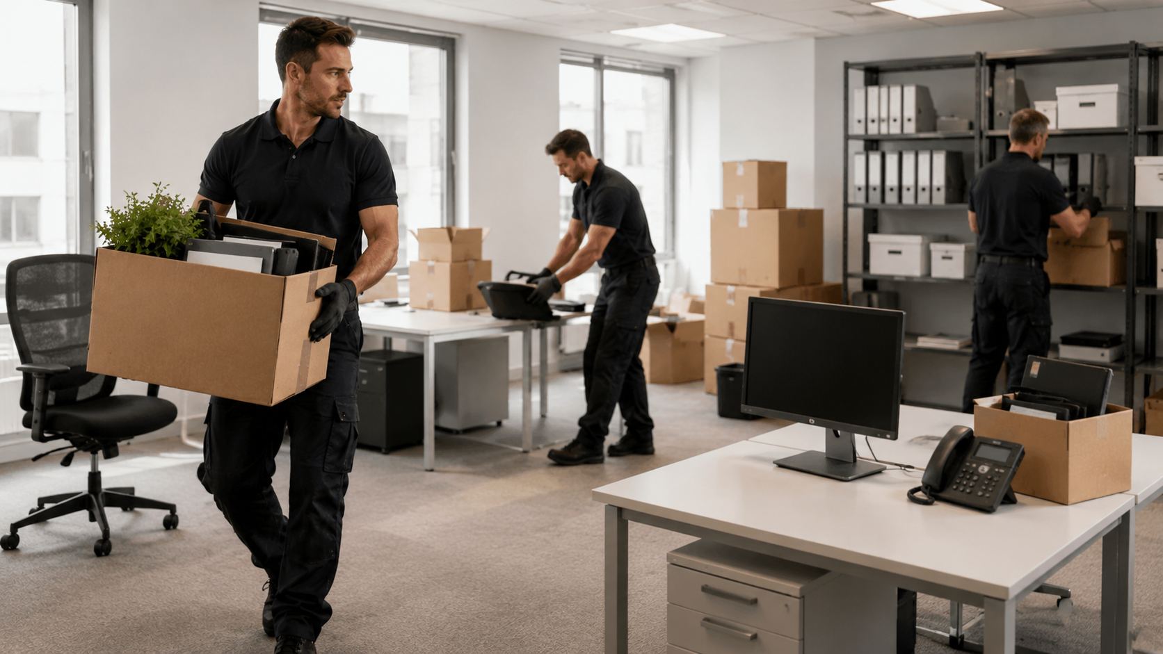 Évacuation de mobilier et cartons de bureau lors d'un débarras professionnel